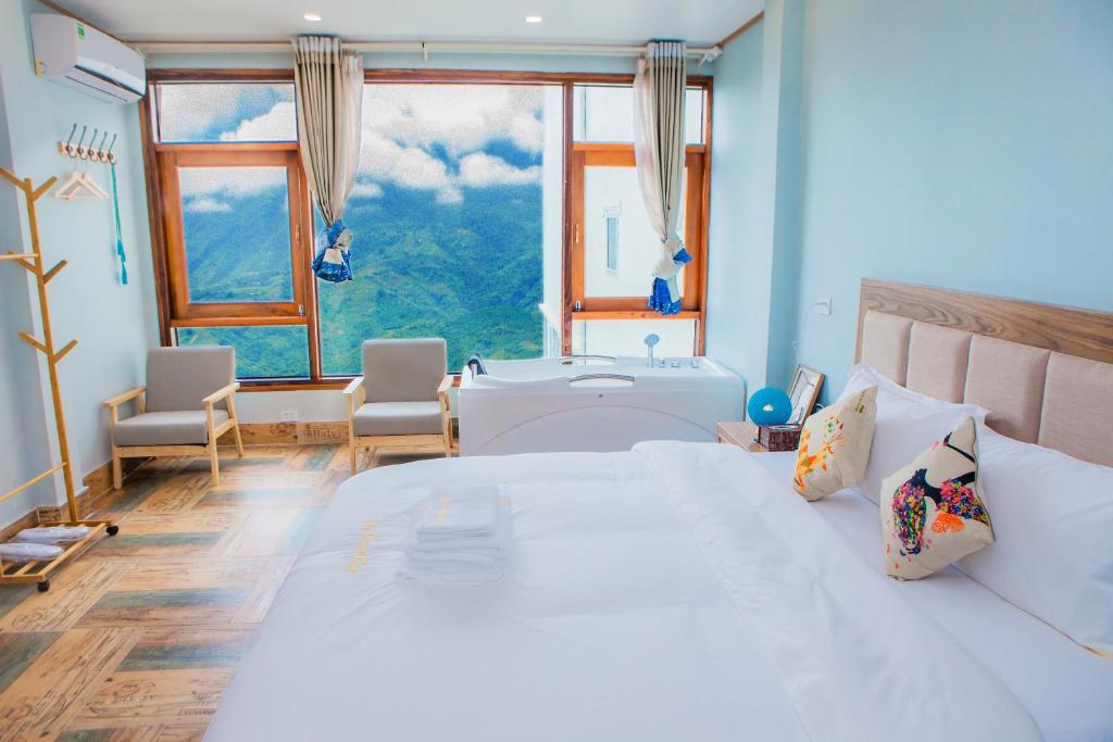 du lịch Sapa khách sạn The Grand Blue view núi